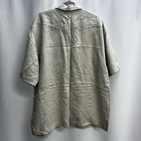 Tommy Bahama Mens Ivory 100% Silk Classic Palm Tree Camp Shirt Jacquard XL - Picture 11 of 11